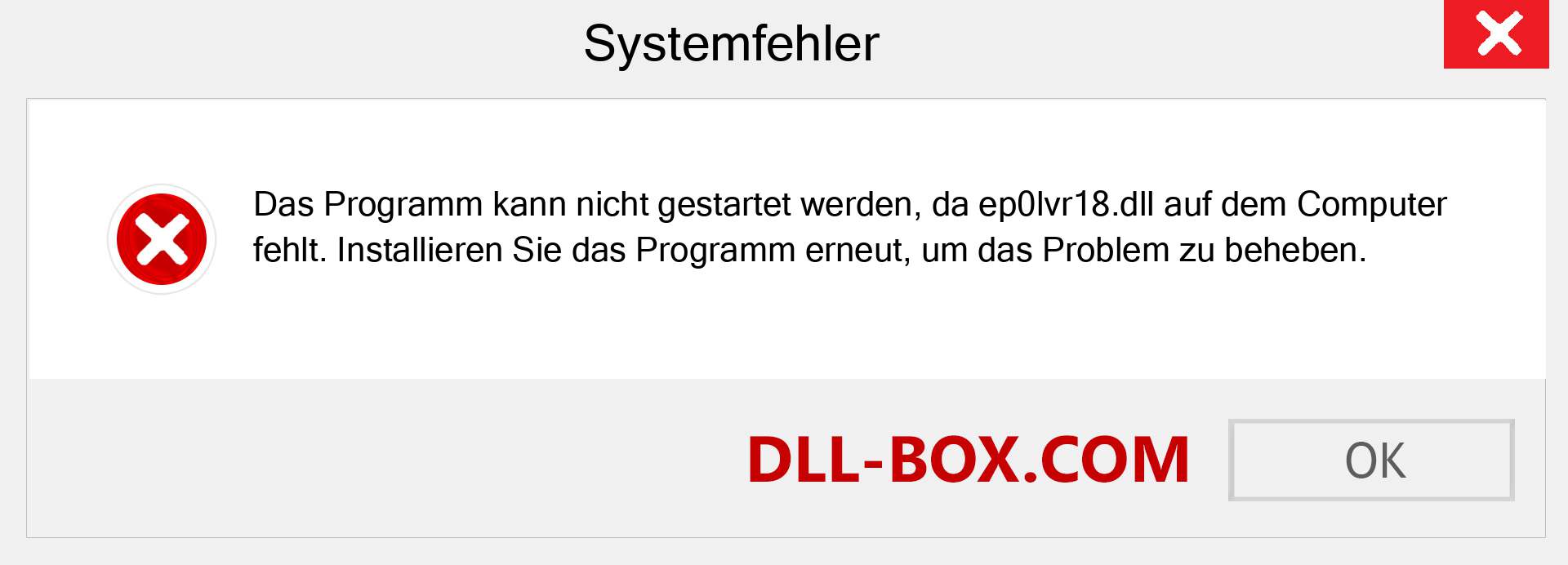 ep0lvr18.dll-Datei fehlt?. Download für Windows 7, 8, 10 - Fix ep0lvr18 dll Missing Error unter Windows, Fotos, Bildern