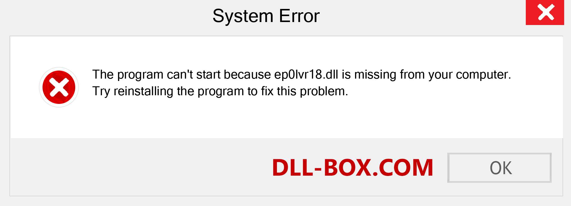  ep0lvr18.dll file is missing?. Download for Windows 7, 8, 10 - Fix  ep0lvr18 dll Missing Error on Windows, photos, images
